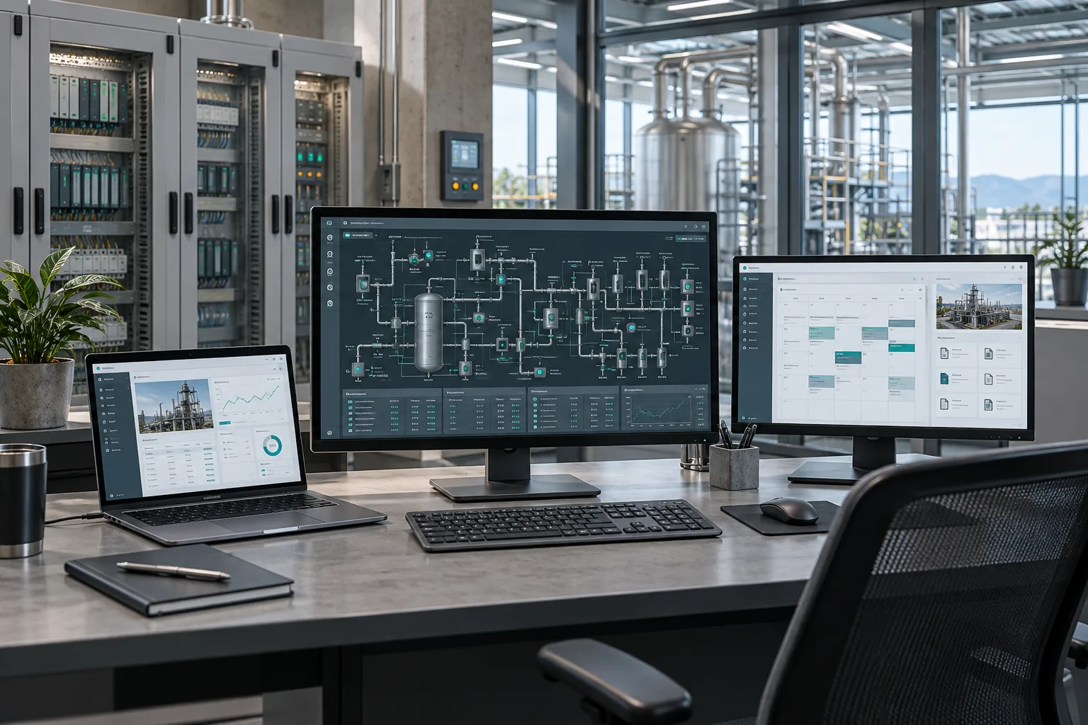 Estación de ingeniería conceptual con supervisión SCADA, una aplicación web y herramientas de colaboración